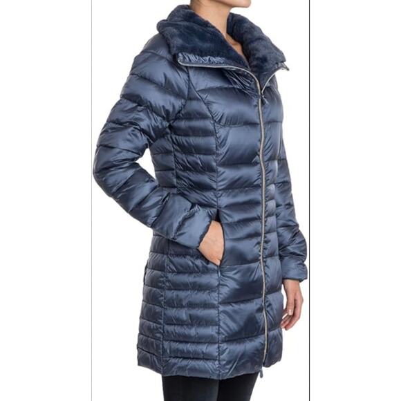 SAVE THE DUCK Featherless Puffer Coat Animal Free Sz Med/Large Navy Blue - Picture 2 of 11